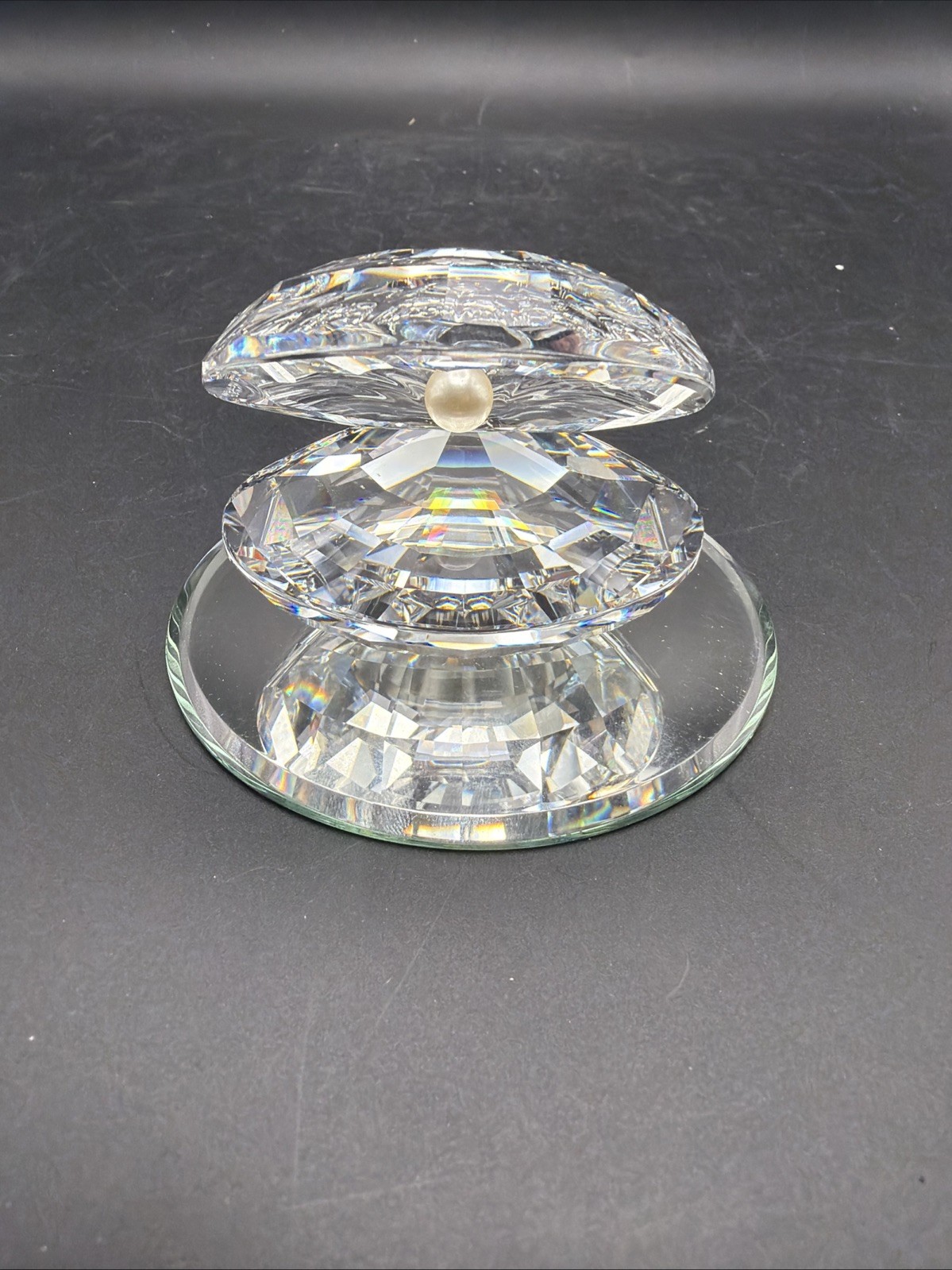 Vtg Swarovski Crystal Clam Shell with Pearl Figurine Box COA Mirror Retired Mint Vtg Swarovski Crystal Clam Shell with Pearl Figurine Box COA Mirror Retired Mint