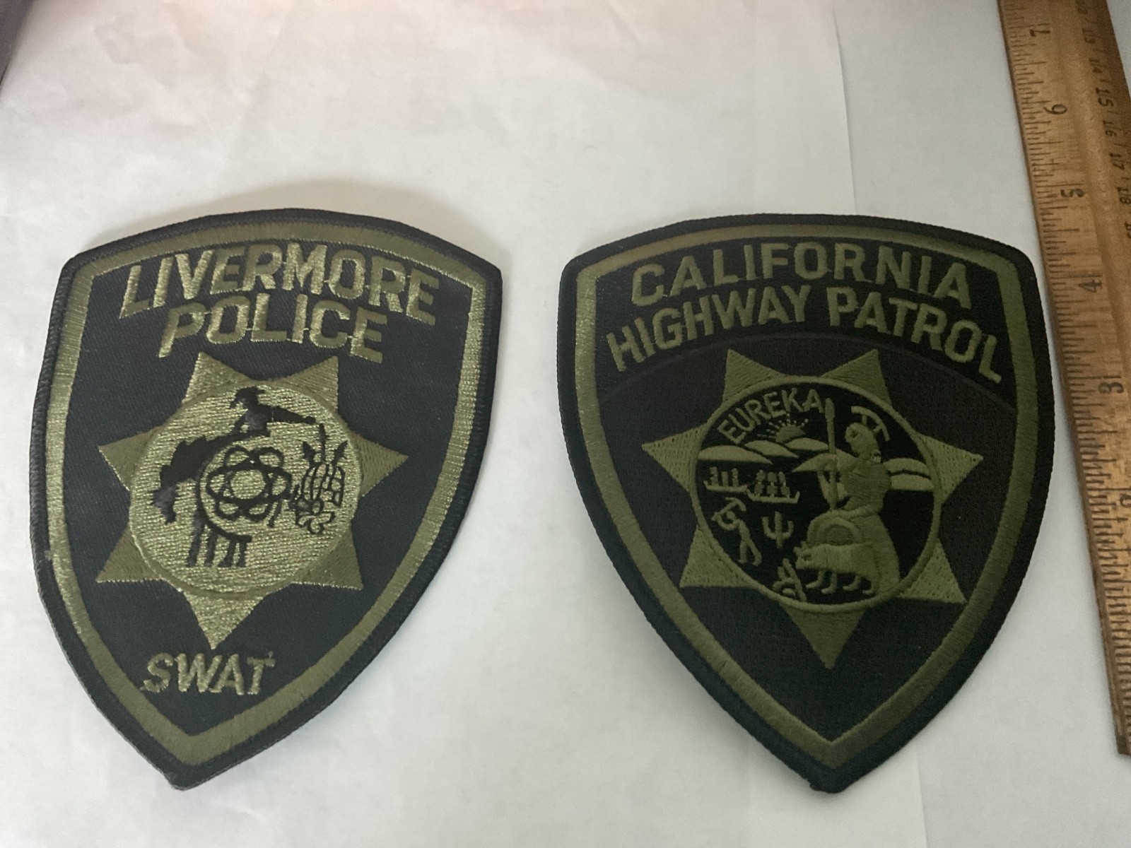 Livermore  Police Subdued and California Highway Patrol Patch Set