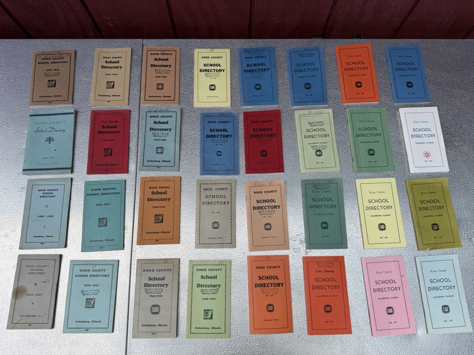 Lot of 32 Vintage Knox County School Directory Booklets Ephemera Galesburg ILL