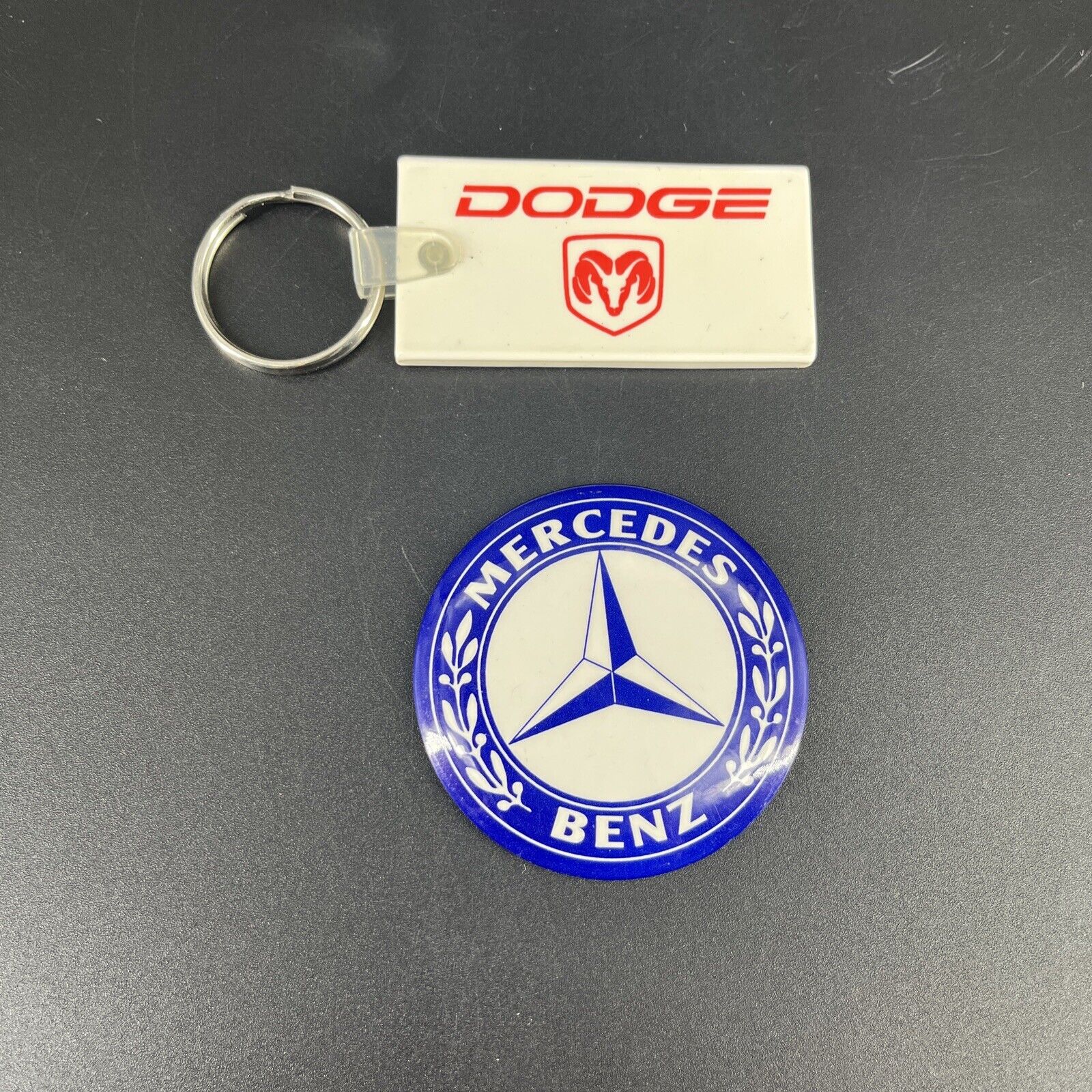 Vintage Advertising Dodge RAM Logo Rubber Keychain + Mercedes Benz Magnet