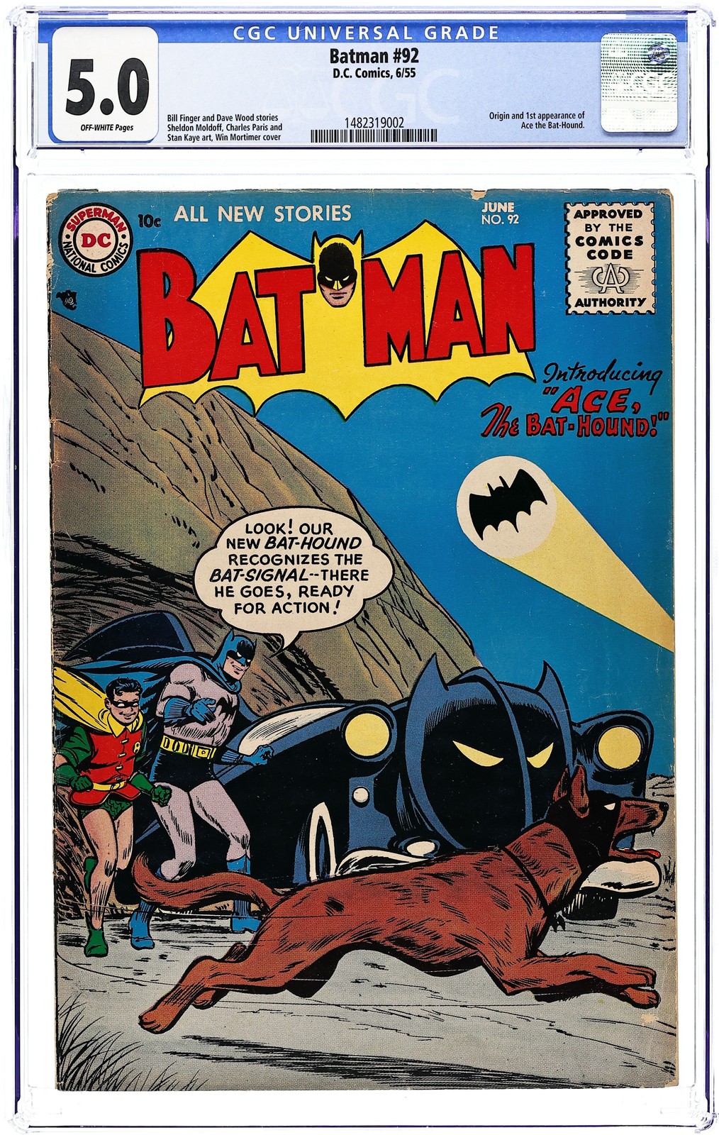 Batman #92 CGC 5.0 1955 1482319002 1st app. Bat-Hound