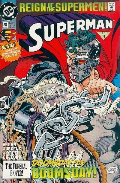 Superman (1987) #78 1st Appearance Cyborg Superman Direct Market VF. Stock Image
