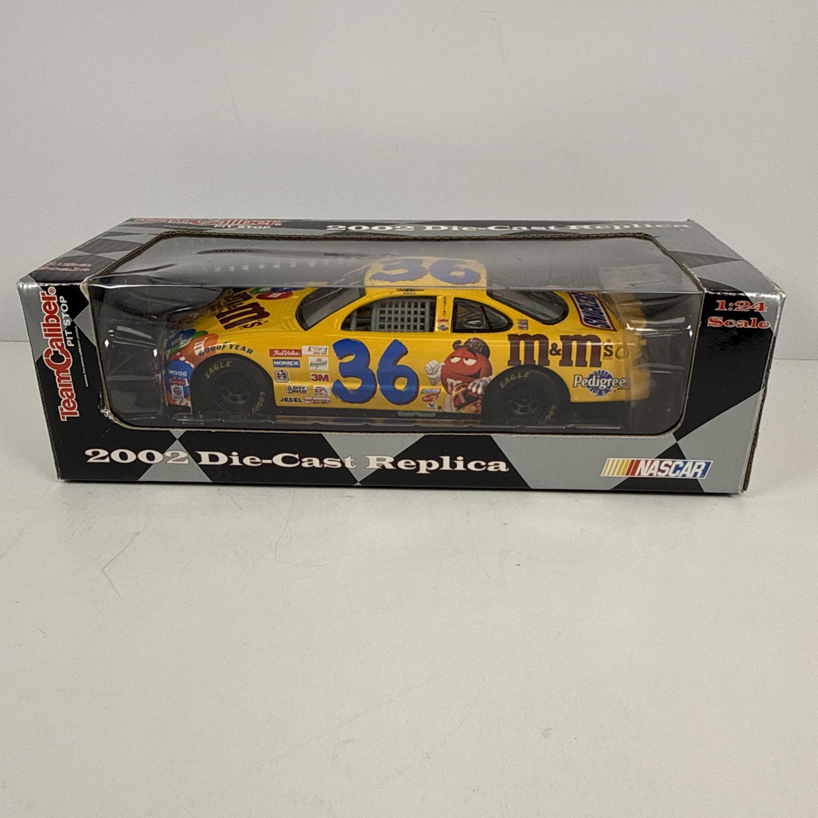 2002 Mattel Ken Schrader #36 M&M's 98 Pontiac Grand Prix 1:24 Diecast Car