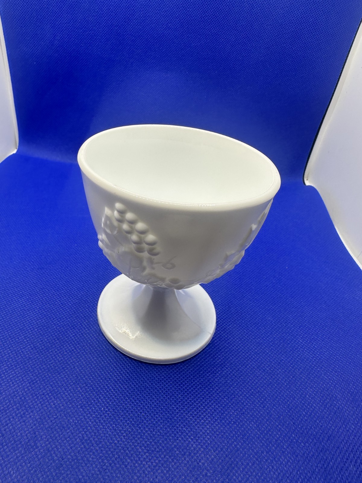  Indiana Glass ~ White Milk Glass Paneled Compote Planter Harvest Grape Pattern