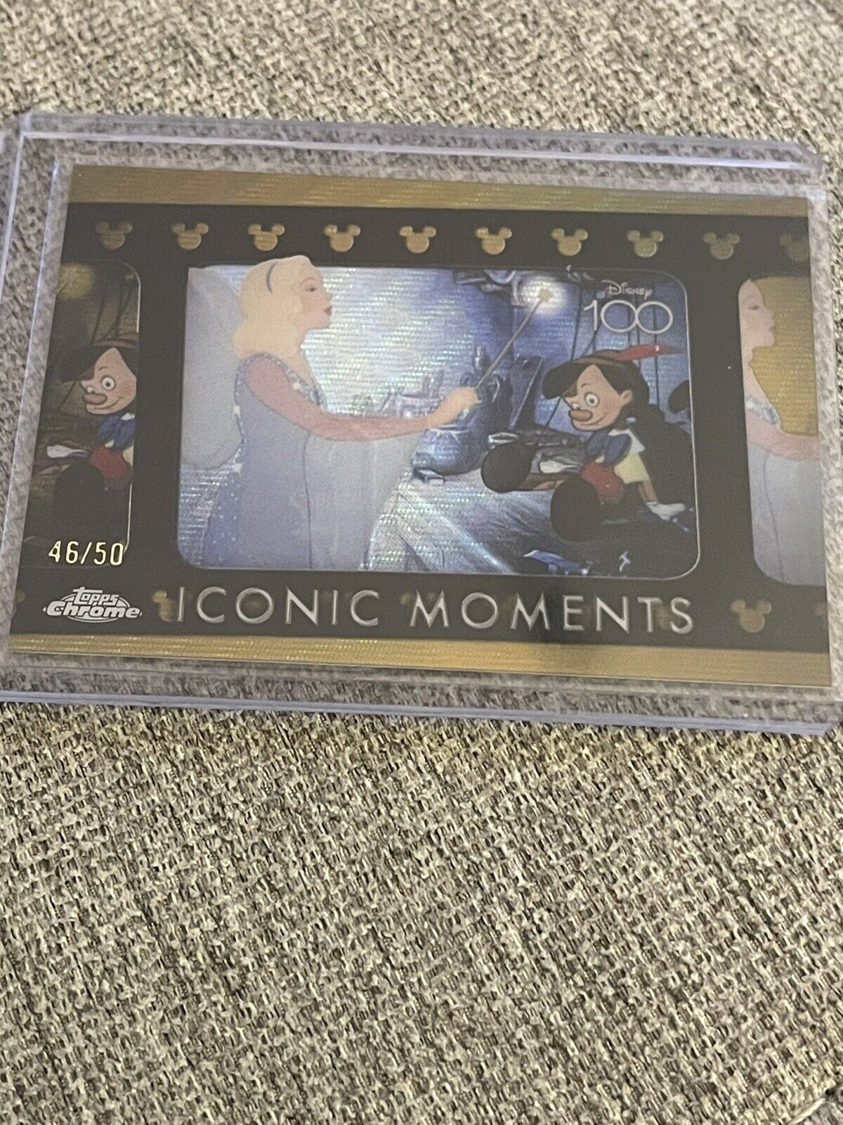 Topps Chrome Disney 100 Iconic Moments Gold Pinocchio I’m A Real Boy Card 46/50