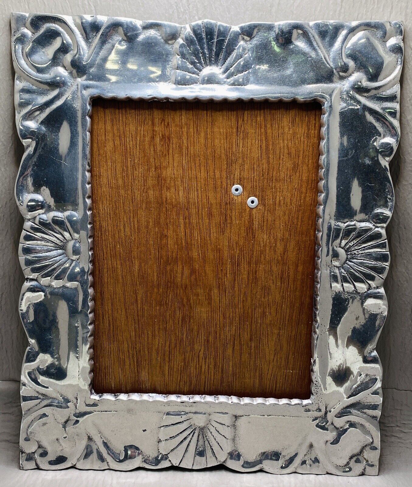 Vintage Mexican Pewter Handmade Picture Frame 