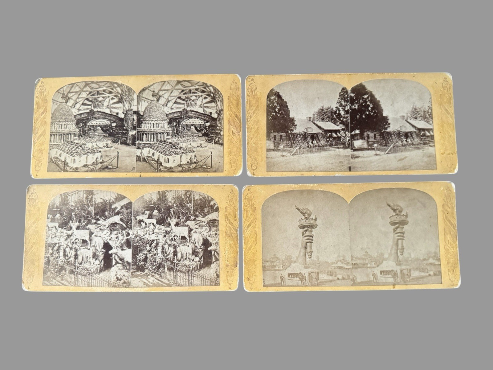 4 1876 Philadelphia Centennial Exhibition Stereoviews International Expo