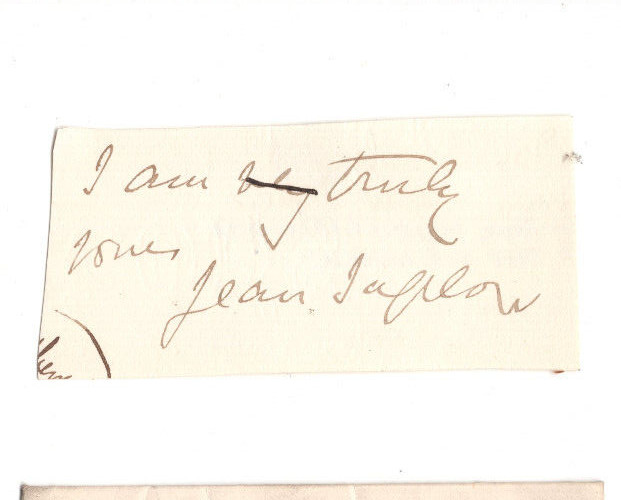 Jean Ingelow (1820-1897) Signed Clip Autographed English Poet, Children\'s Author