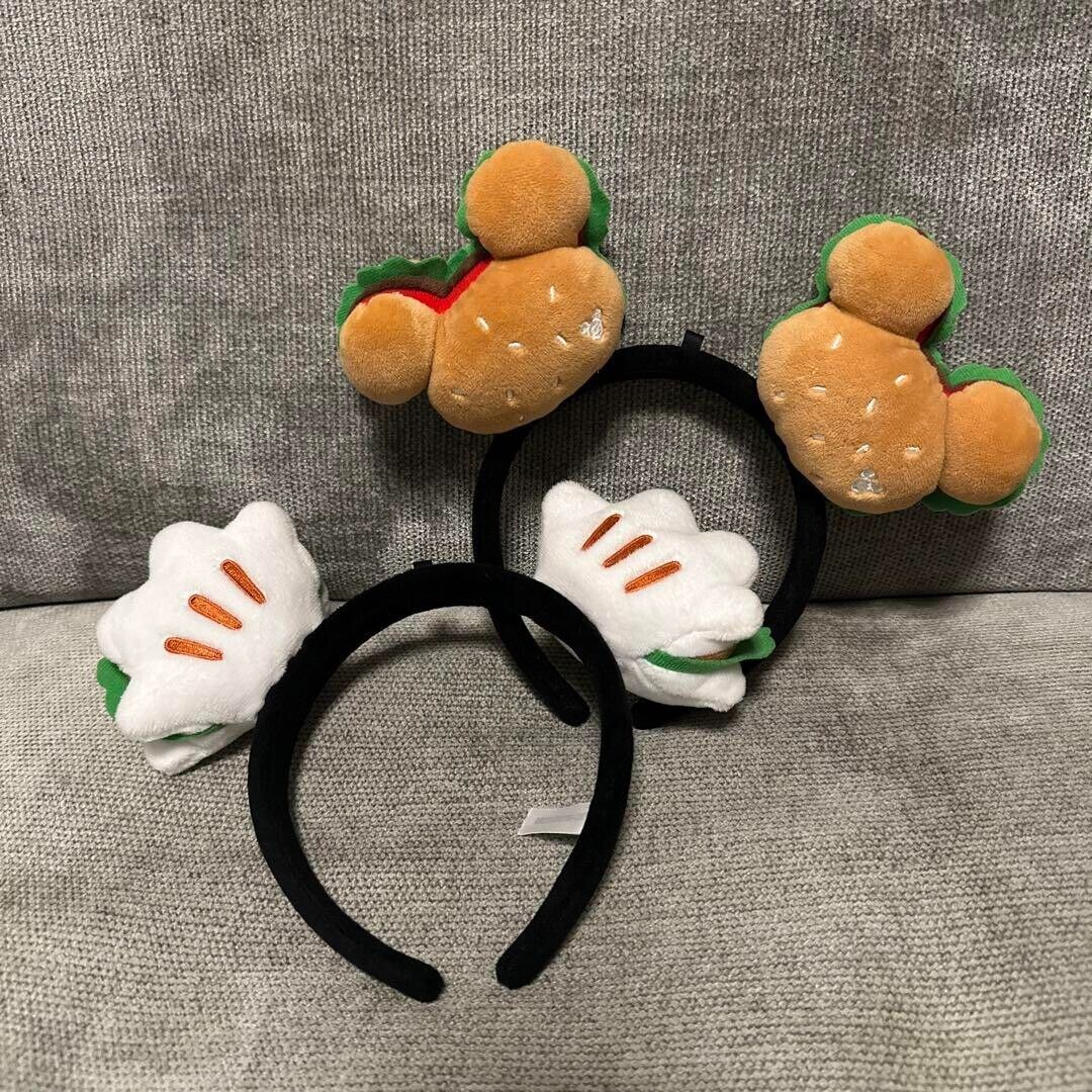 Tokyo Disney Resort Burger Hamburger Gloves Chicken Pao Ears Headband Set of 2