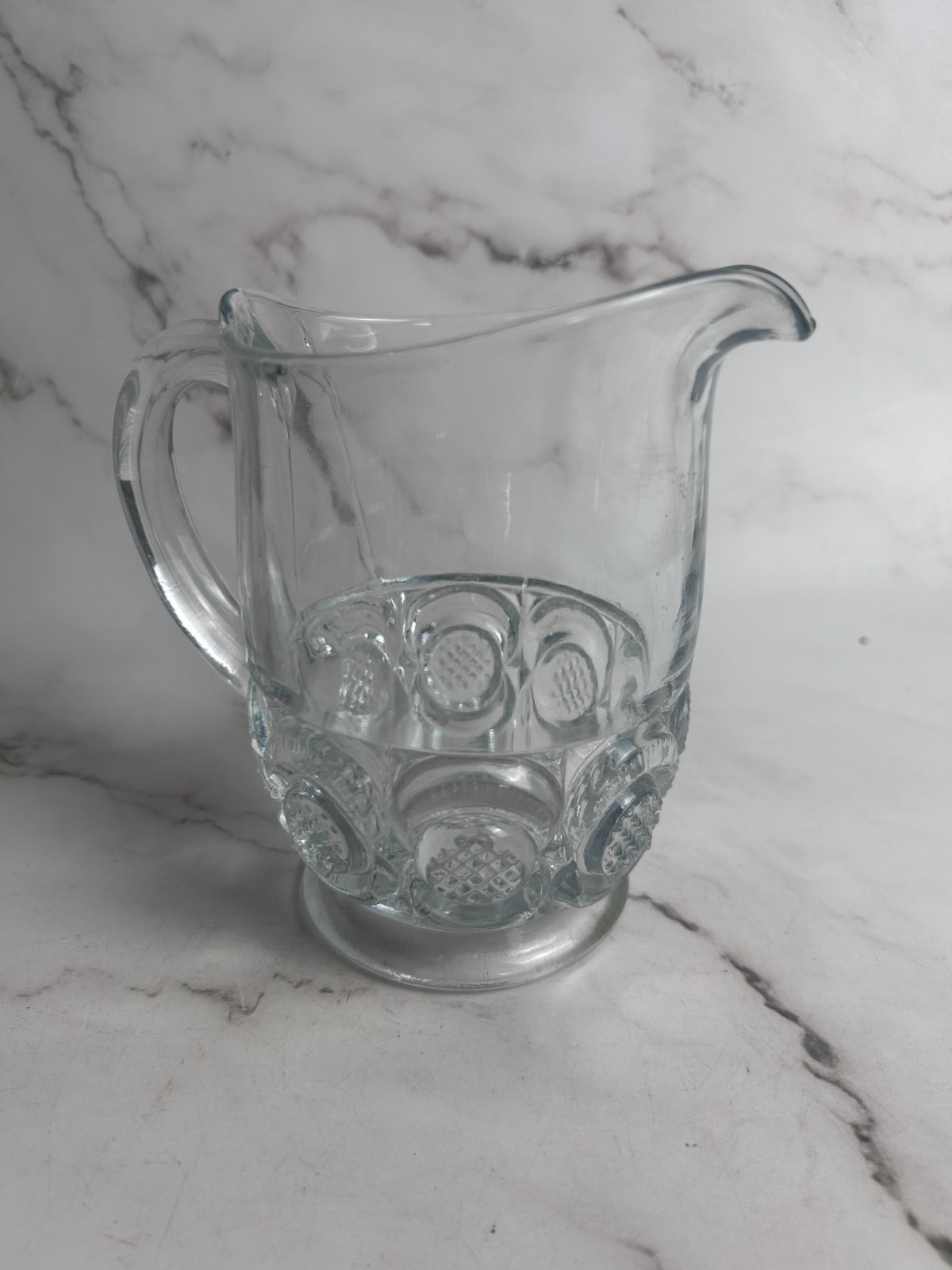 Vintage Pressed Glass Creamer Pitcher Paneled Pattern