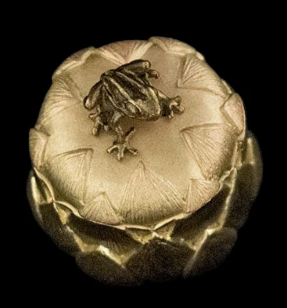 Vintage Lotus Frog Trinket Jewelry Box Antique Style Keepsake Vanity Decor VTG