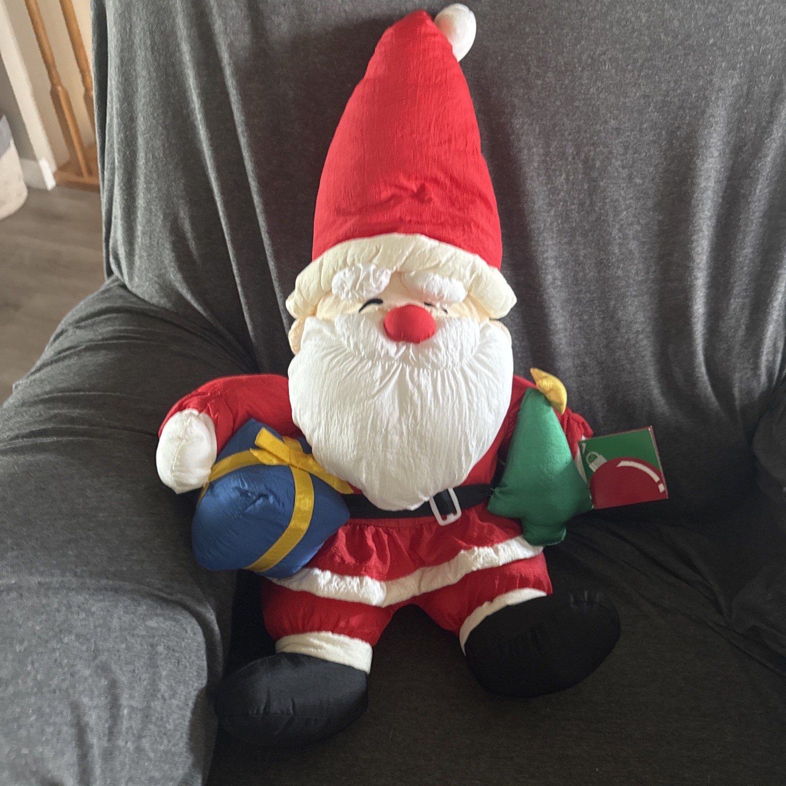 VTG 90’s Puffy Nylon Parachute Santa Claus Christmas Plush Decoration 20” Korea