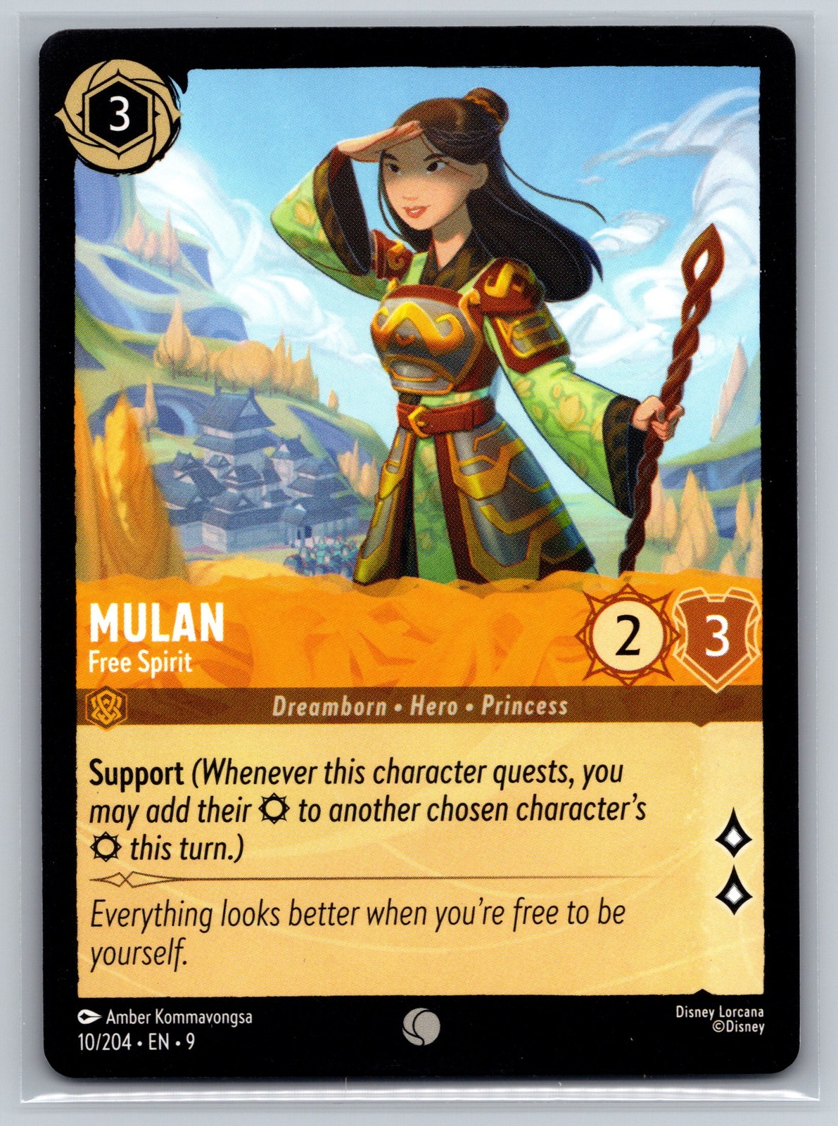 Disney Lorcana Mulan Free Spirit 10/204 Set 9 Dreamborn Princess Trading Card