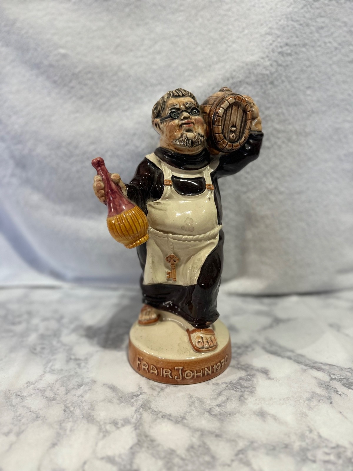 Monk (Friar) Holding Wine and Barrel on Shoulder 1970 decanter