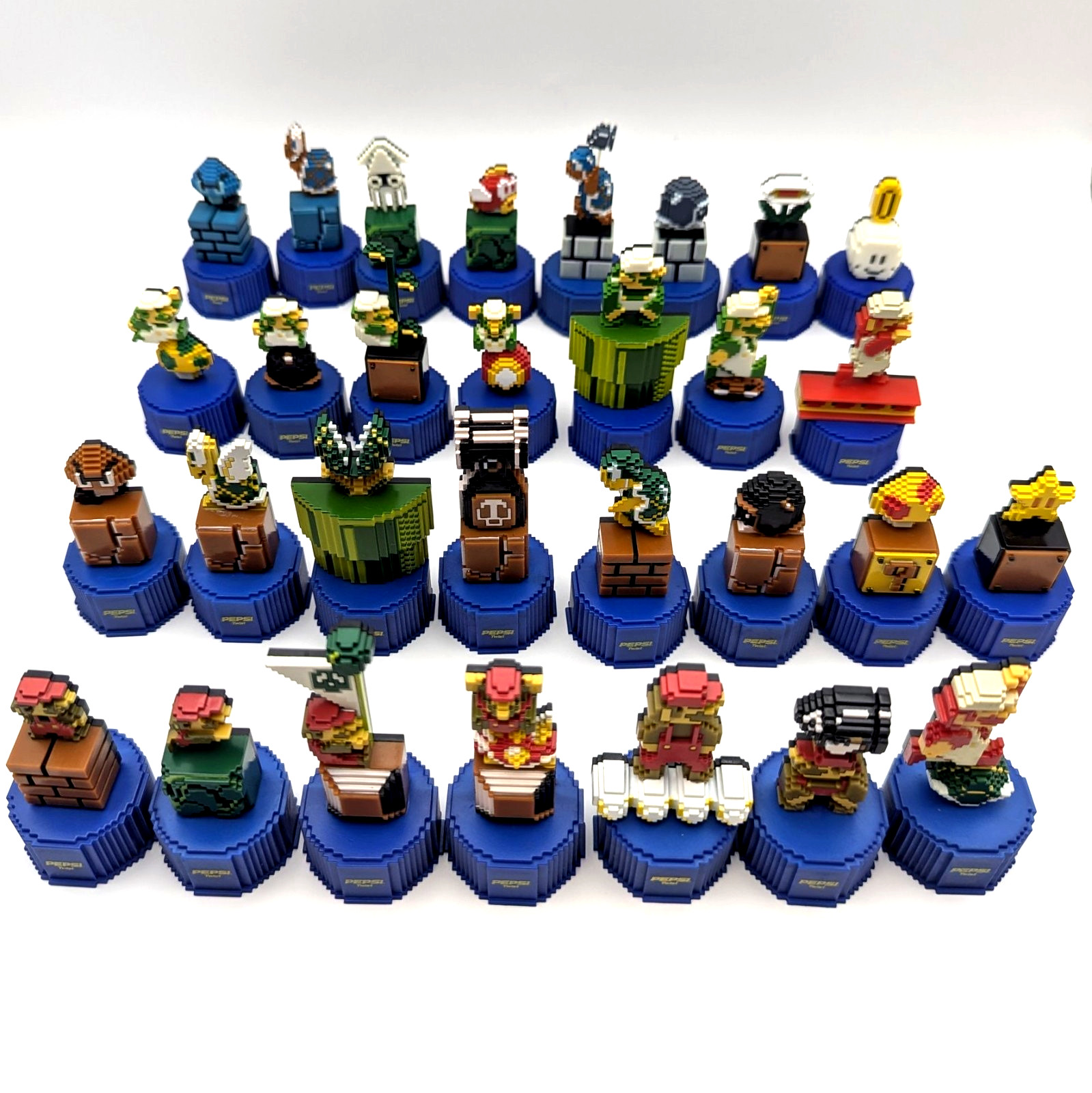 Super Mario Bros. Vintage Bottle Cap Mini Figure Full Set of 30 Pepsi Used 2005