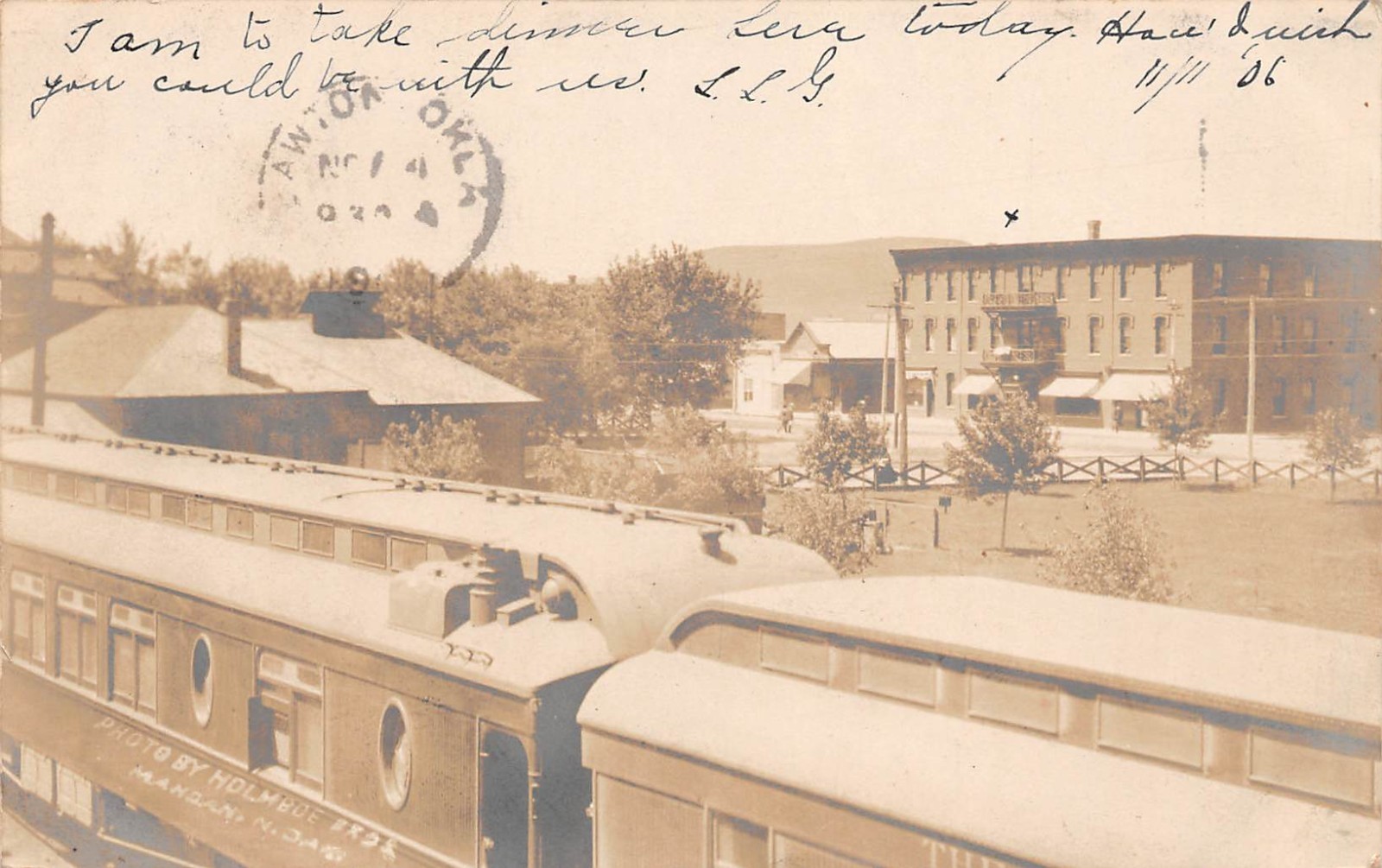 Real Photo Mandan North Dakota TRAIN DEPOT 1906 RPPC Holmboe Photo Postcard