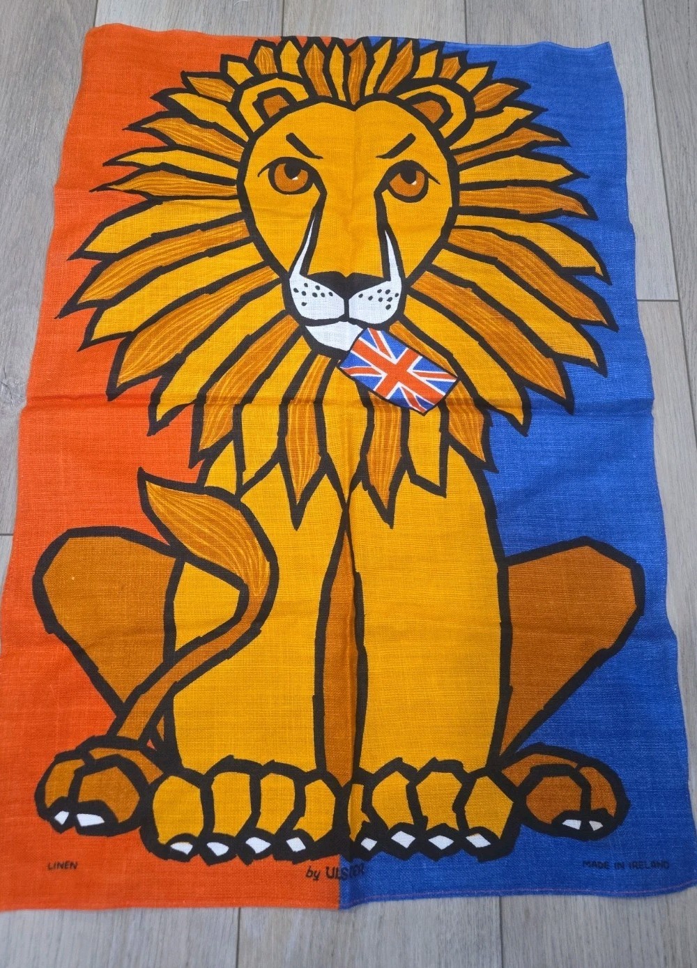 VTG Ulster Linen Tea Towel Wall Hanging Lion Union Jack Flag Ireland 19x29