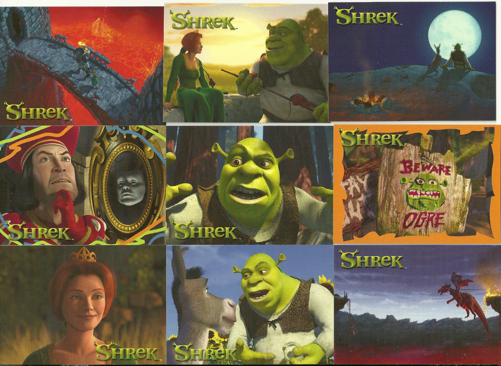 SHREK CARDS - FROM ORIGINAL MOVIE 2001 - COMPLETE SET OF 72 - MINT - MIKE MYERS