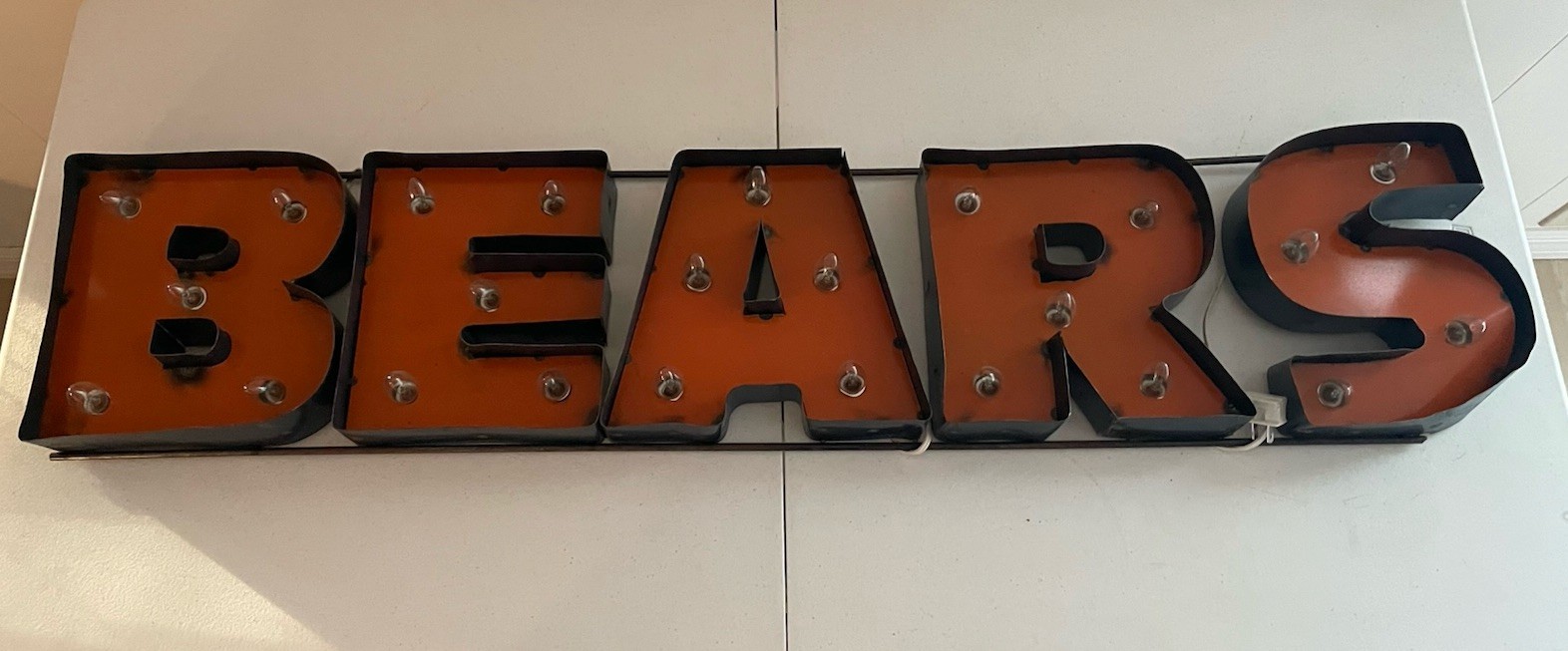 Chicago Bears Recycled Metal Lighted Sign 43 1/2” x 8 3/4” x 2” Thick Works Chicago Bears Recycled Metal Lighted Sign 43 1/2” x 8 3/4” x 2” Thick Works