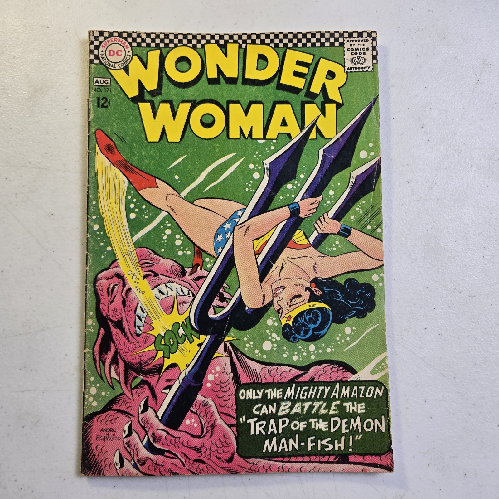 1967 DC Comics Wonder Woman #171 VG+ Trap Of The Demon Man-Fish 1967 DC Comics Wonder Woman #171 VG+ Trap Of The Demon Man-Fish