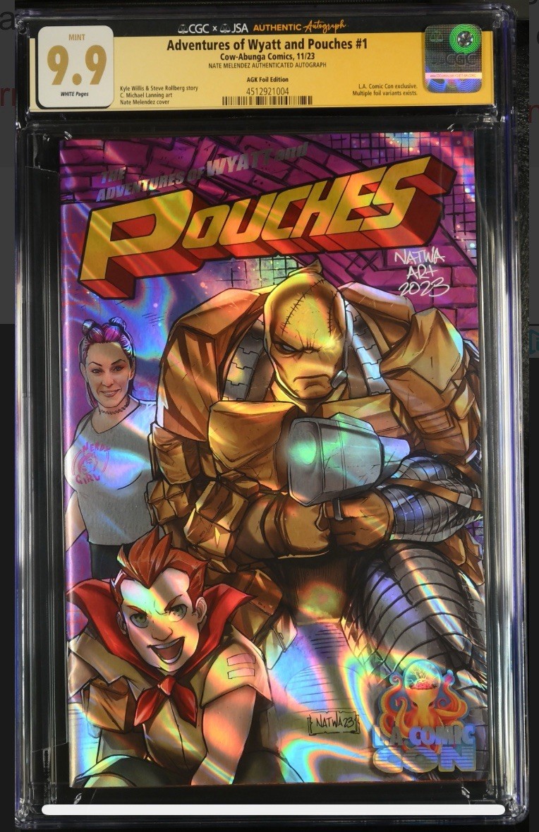 The Adventures of Wyatt & Pouches Foil Cover LACC CGC 9.9 JSA signed Natwa