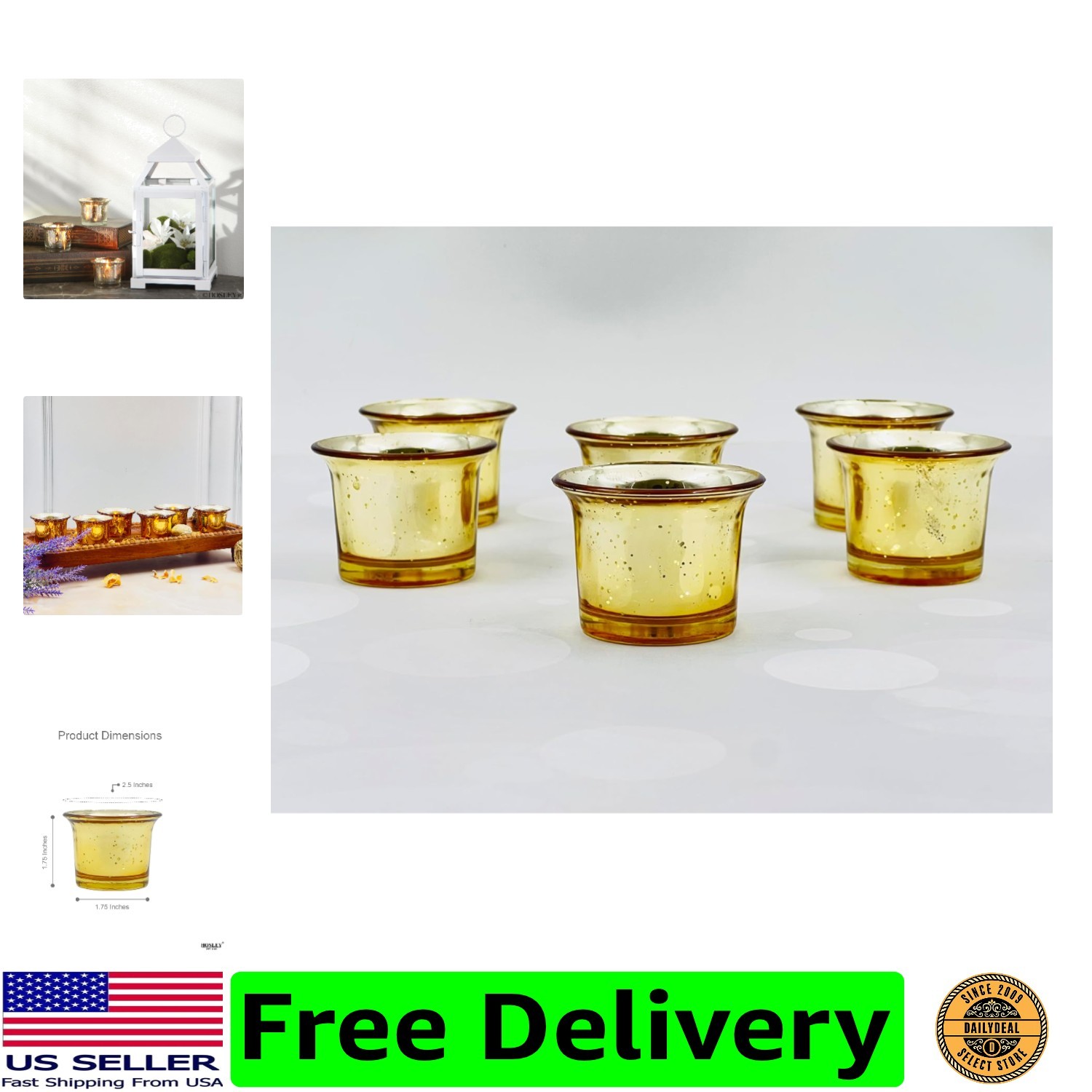 Set of 6 Metallic Gold Glass Tealight Candle Holders – Vintage Votive Holders... Set of 6 Metallic Gold Glass Tealight Candle Holders – Vintage Votive Holders...