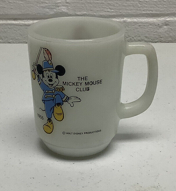 1955 Vintage Mickey Mouse Club Pepsi Collector Mug Milk Glass Anchor Hocking