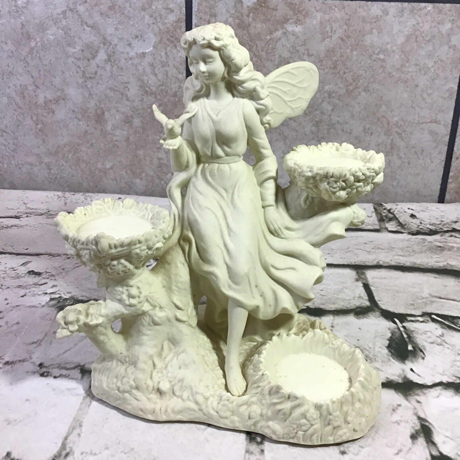 PartyLite Ariana's Garden Fairy Statue 3 Tea Light Candle Holder #P7298