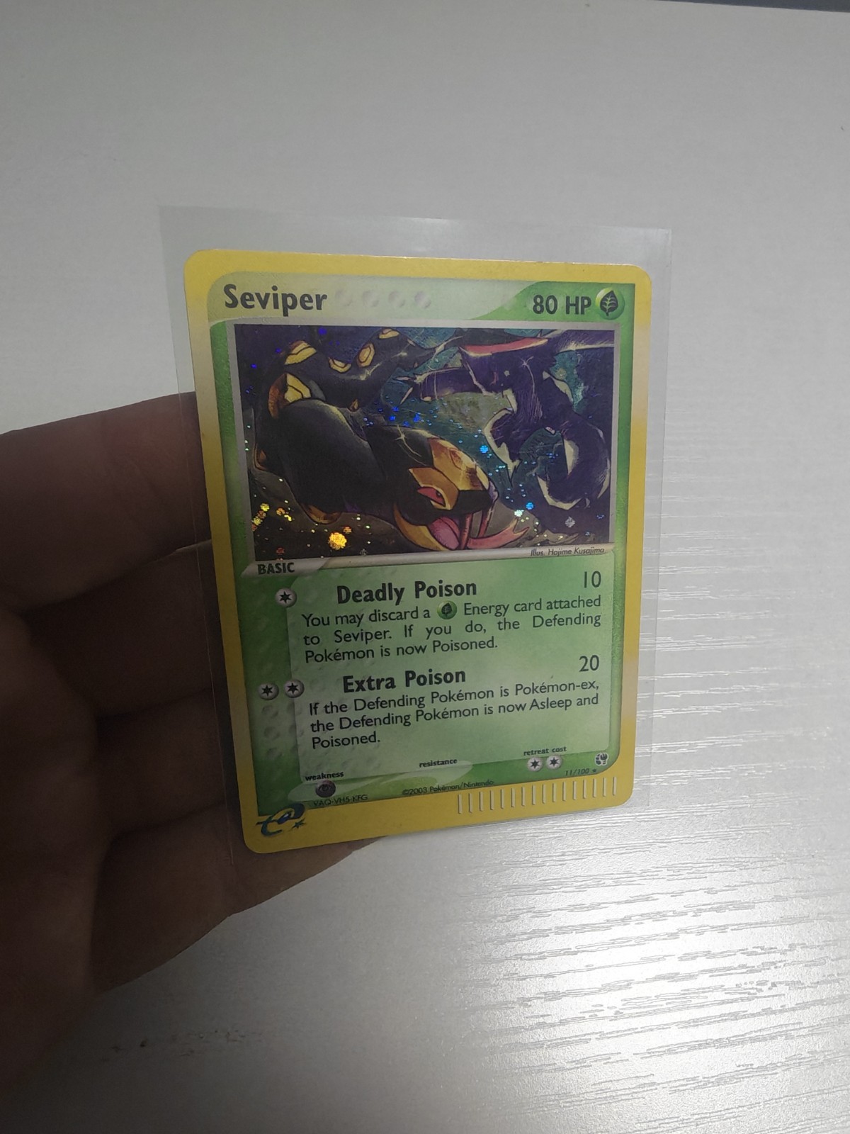 Seviper 11/100 Holo Rare MP Pokémon Card EX Sandstorm 2003 e-Reader Vintage