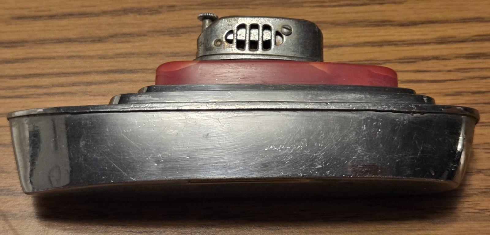 Vintage Boat-Shaped Novelty Lighter, Silver/Red, Made in Occupied Japan