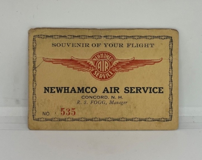 Antique BUSINESS CARD Newhamco Air Service Flight Souvenir Card Concord NH USA