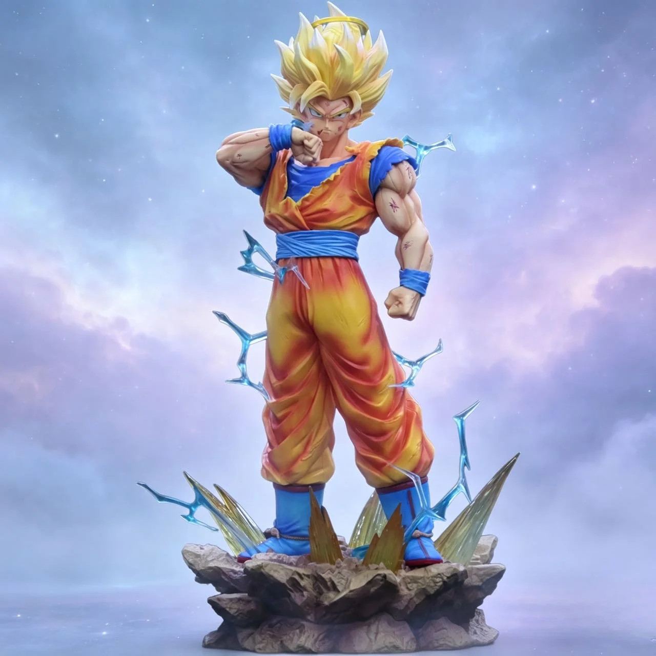 33cm Dragon Ball Z Super Saiyan 2 Goku Figure LED PVC Anime Statue W/Box