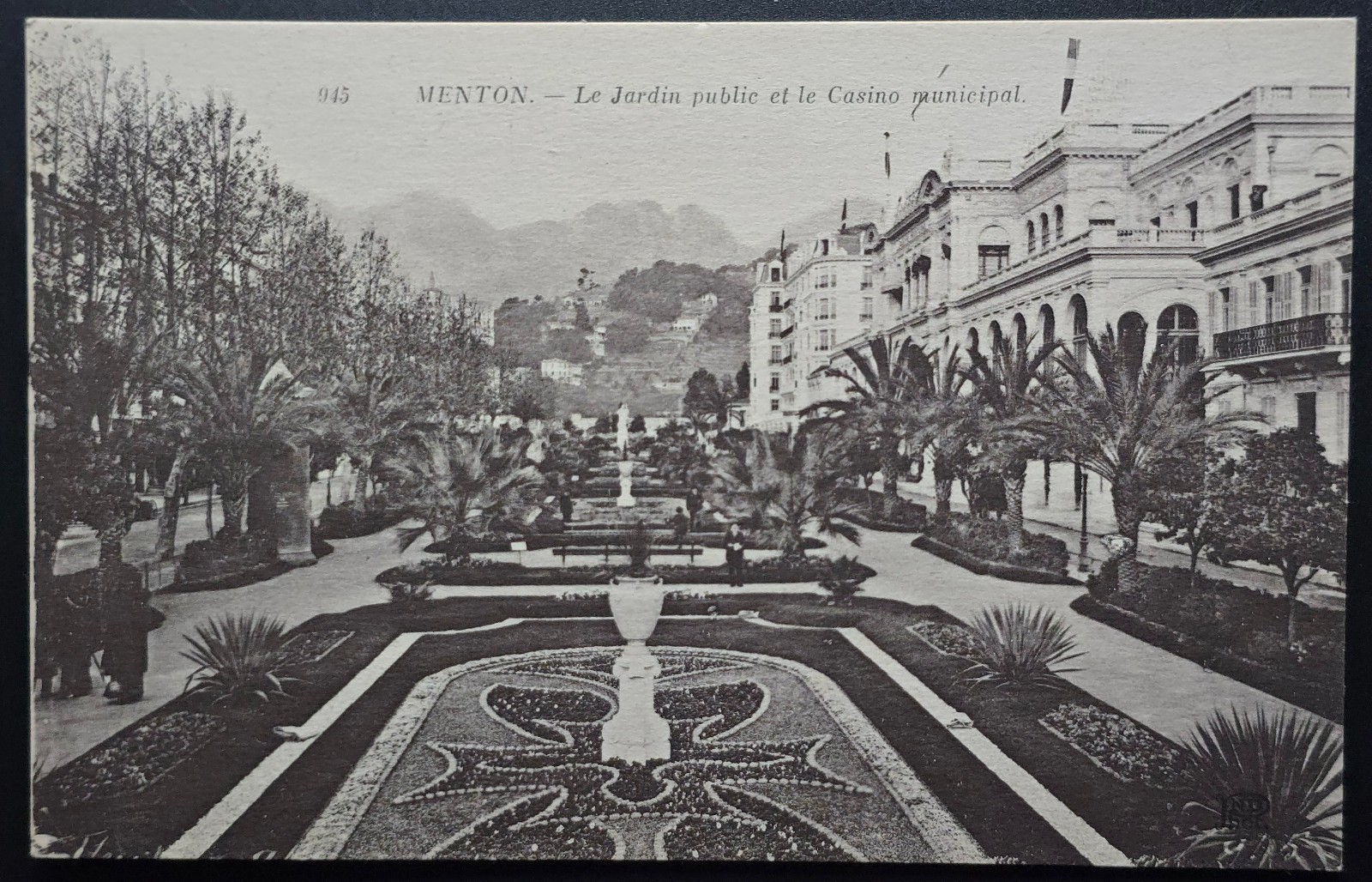 Menton France Le Jardin Public et Casino Municipal Antique French Postcard
