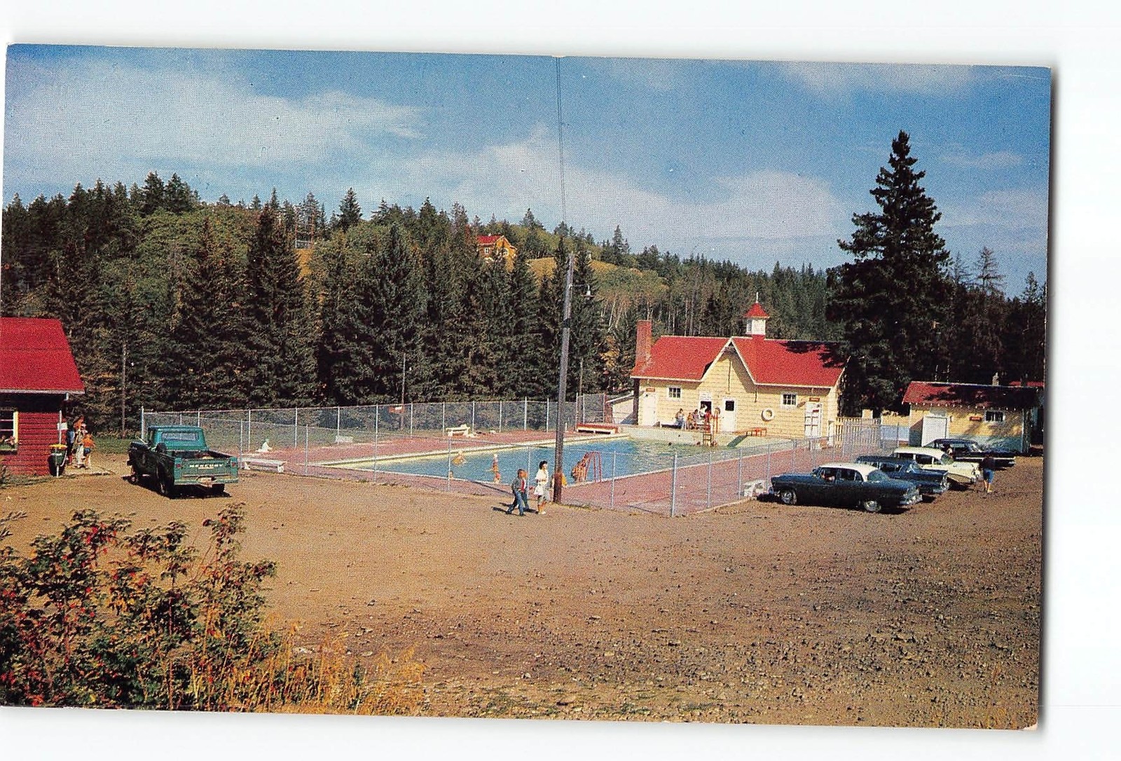 Cypress Hills Provincial Park Saskatchewan Canada Vintage Postcard Swimming Pool