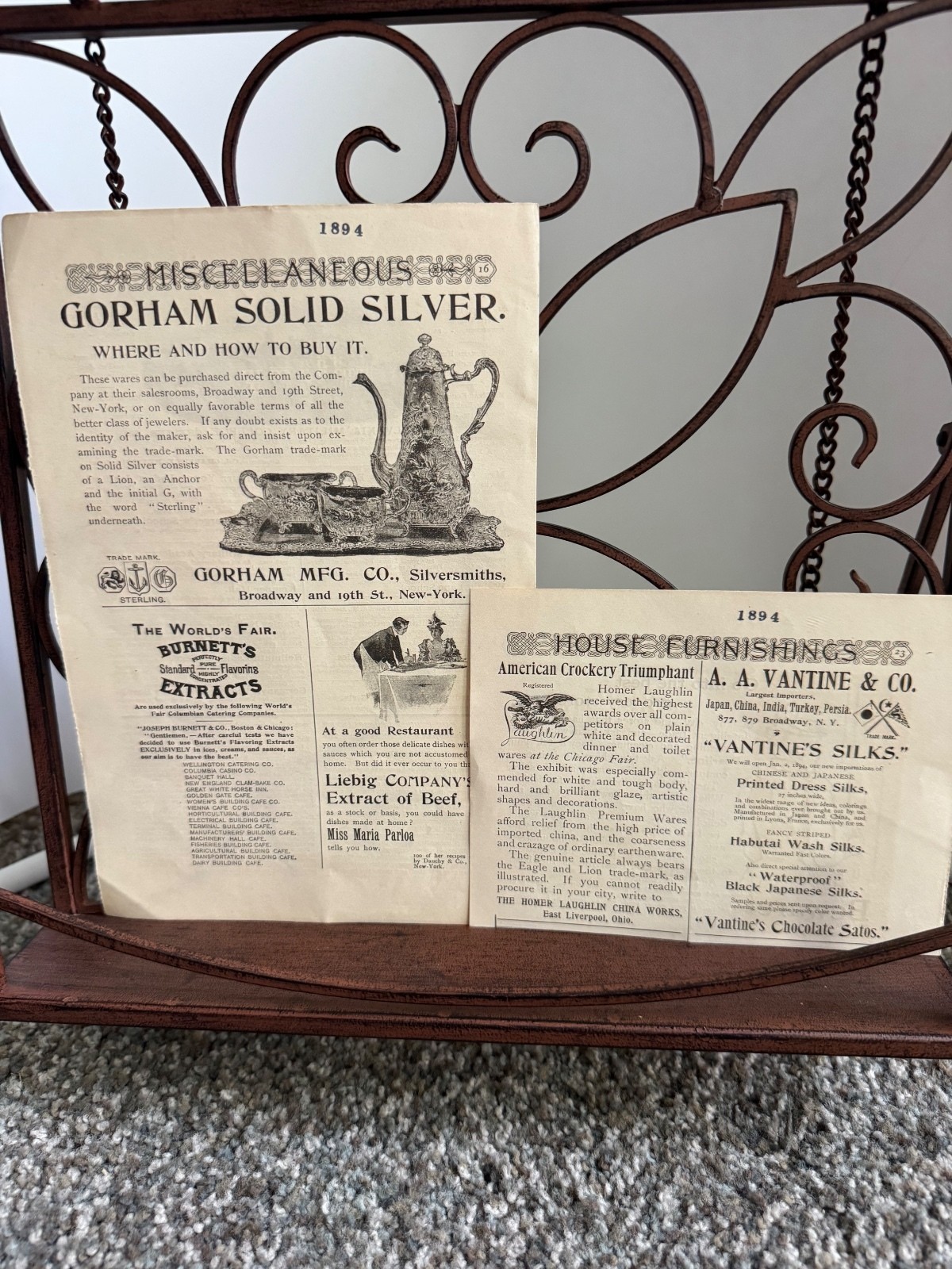 1894 Vintage Advertising Paper Ephemera Pages Gorham Solid Silver