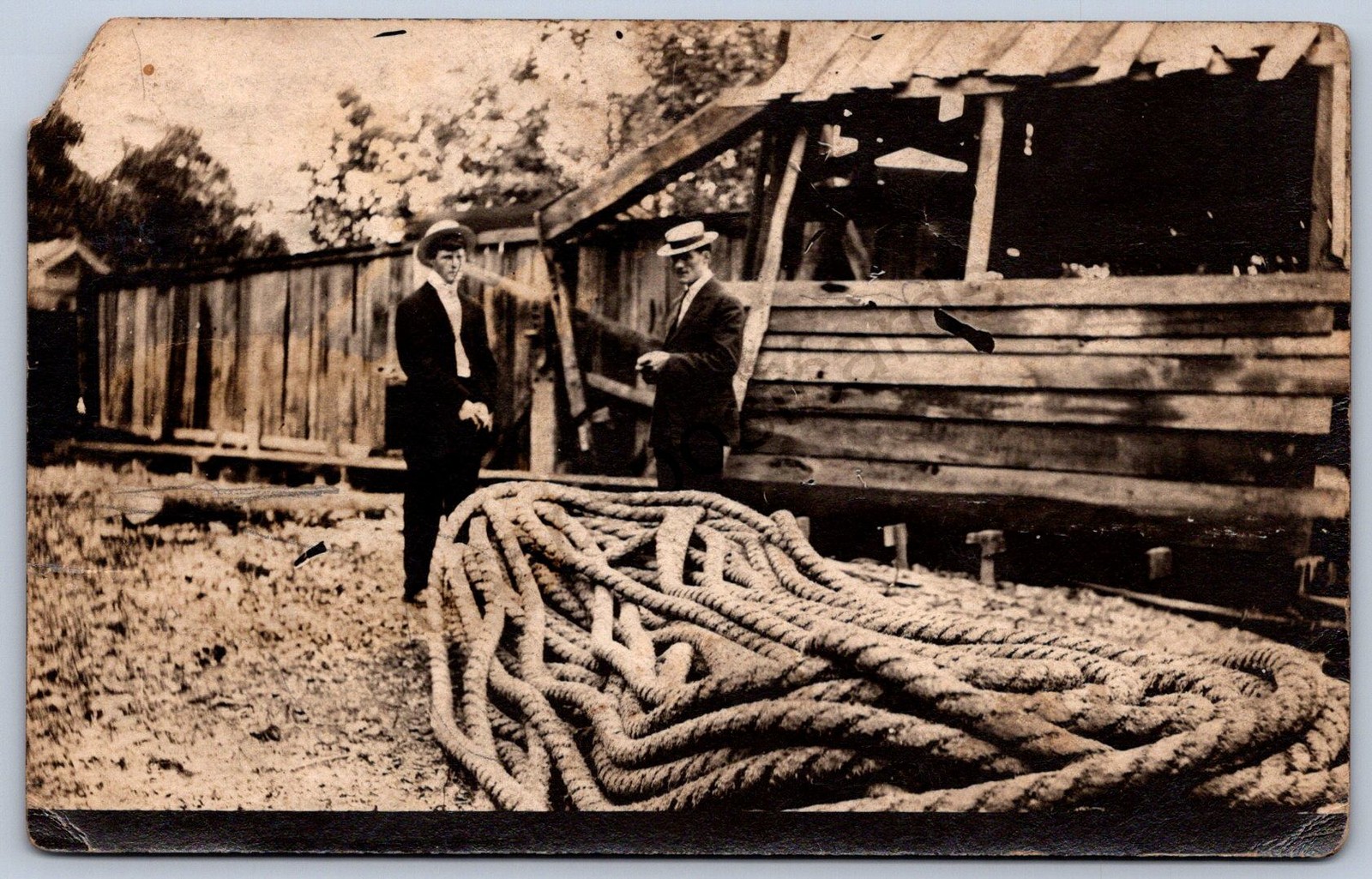 K31/ Wheeling West Virginia RPPC Postcard c1910 Wharf Ship Rope? Tie Off 357