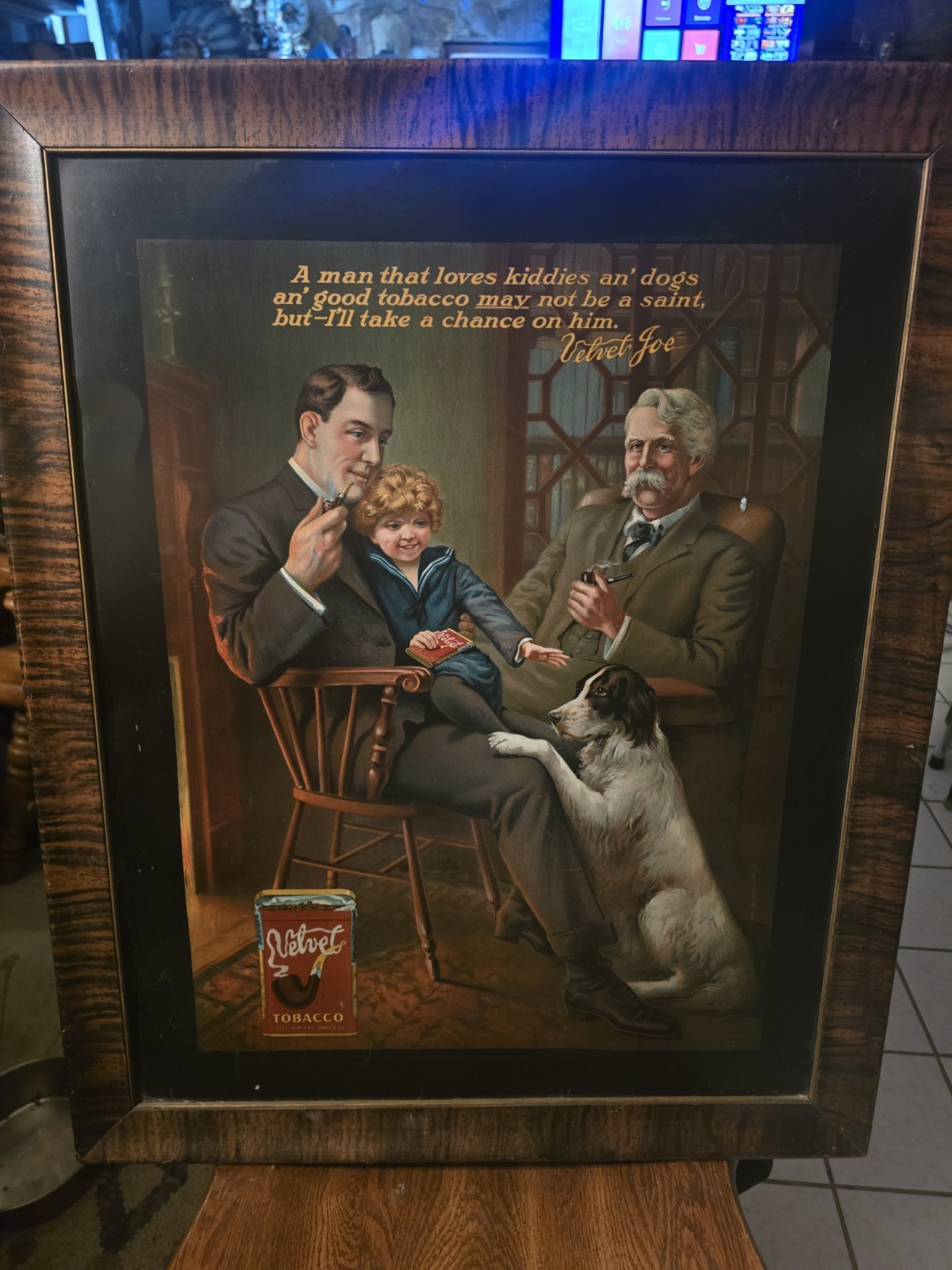 Antique Velvet Joe Tobacco Advertising Print Liggett & Myers Framed E-12368