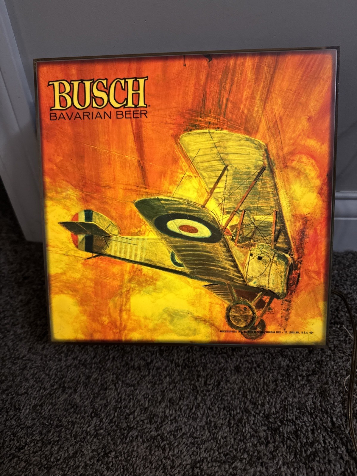 2 Vintage Anheuser Busch Bavarian Beer Light Up Aviation Theme  Light 11\