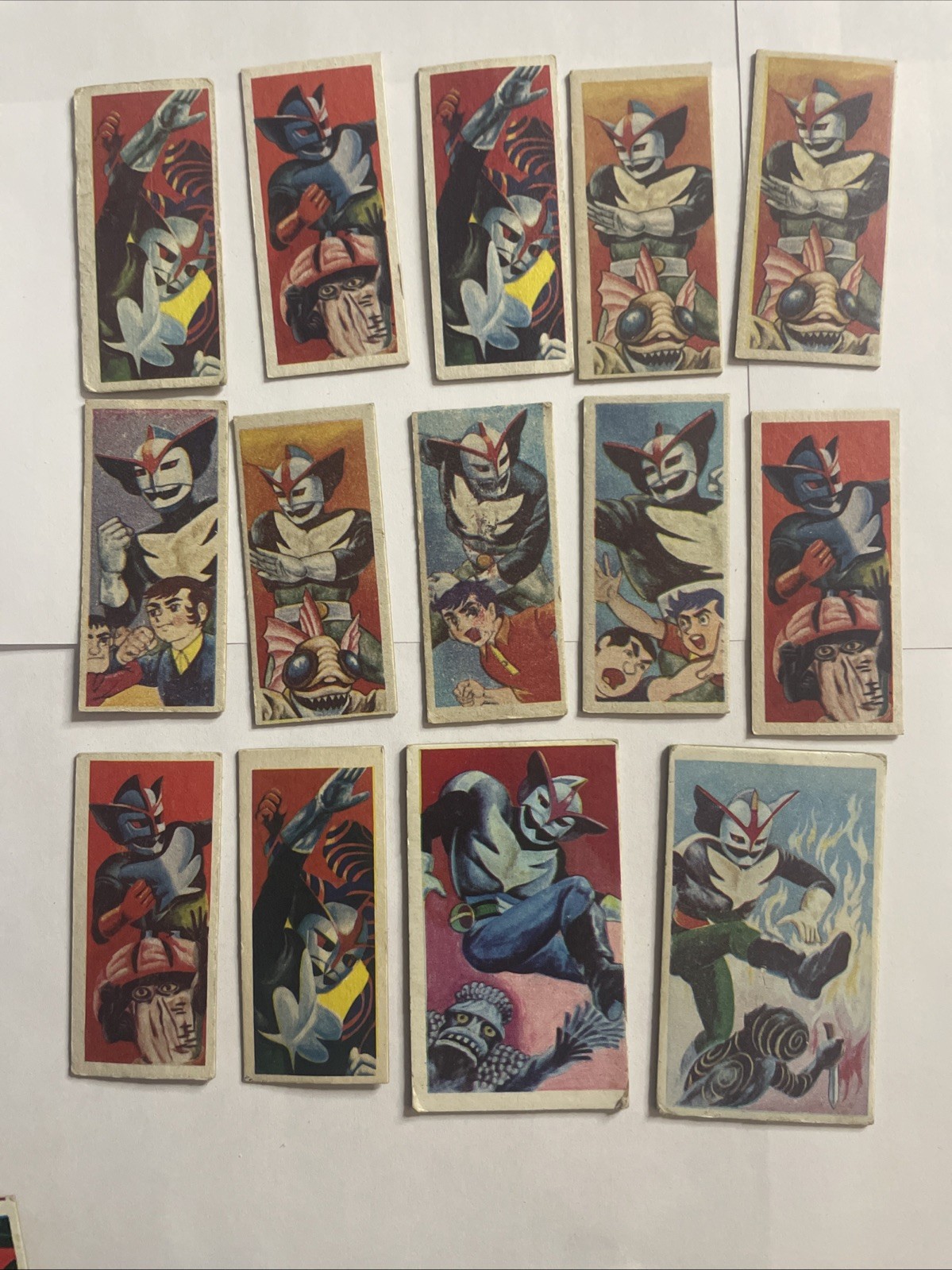 Vintage Japanese Menko Cards Lot of 12 Chojin Barom-1 Showa Retro Tokusatsu 1972 Vintage Japanese Menko Cards Lot of 12 Chojin Barom-1 Showa Retro Tokusatsu 1972