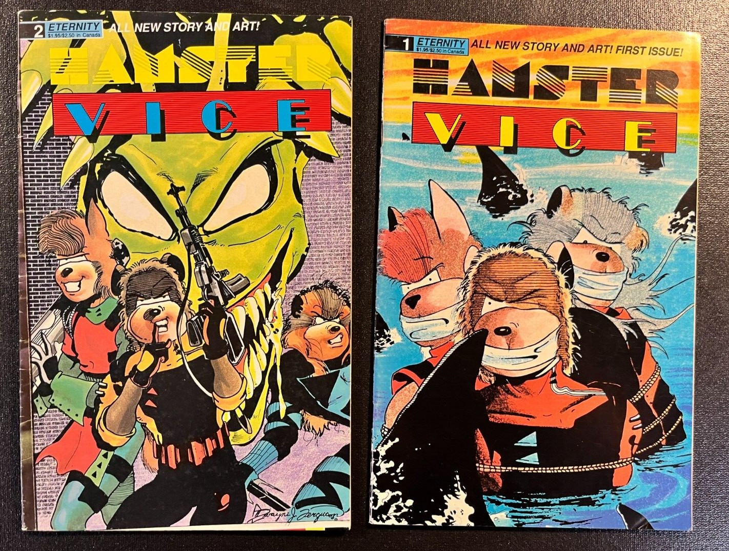 HAMSTER VICE 1 2 Dwayne Ferguson Covers Eternity Comics 1989 Lot Set