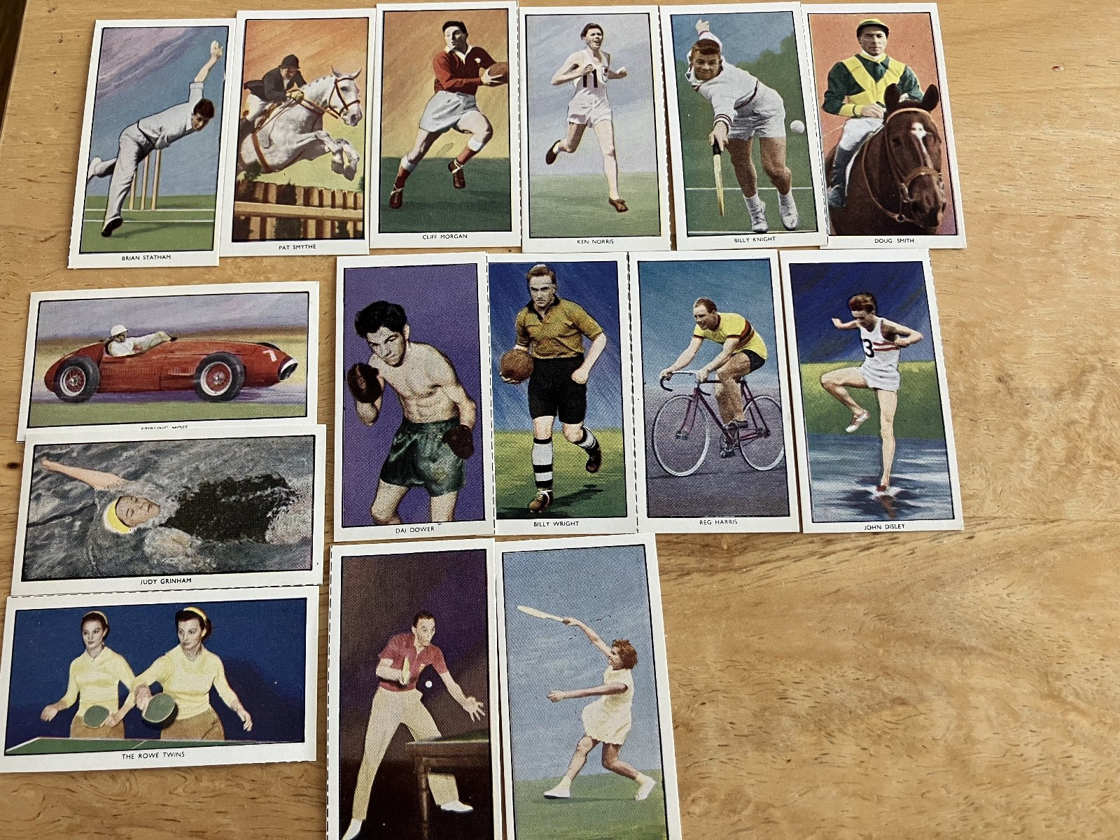 1956 Radio Fun British Sports Stars 15 Vintage Trade Cards Moss Billy Wright