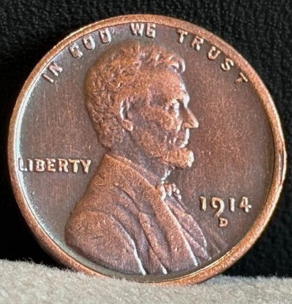 1914-D Lincoln Wheat Cent Penny Rare Sought After Year As shown in the figure