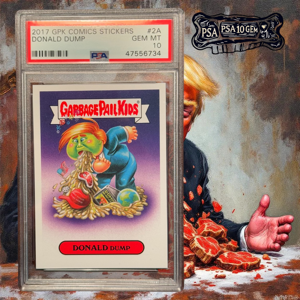 2017 GPK Donald Dump Inaug-hurl Comic Book Stickers #2a PSA 10 GEM Pop 11