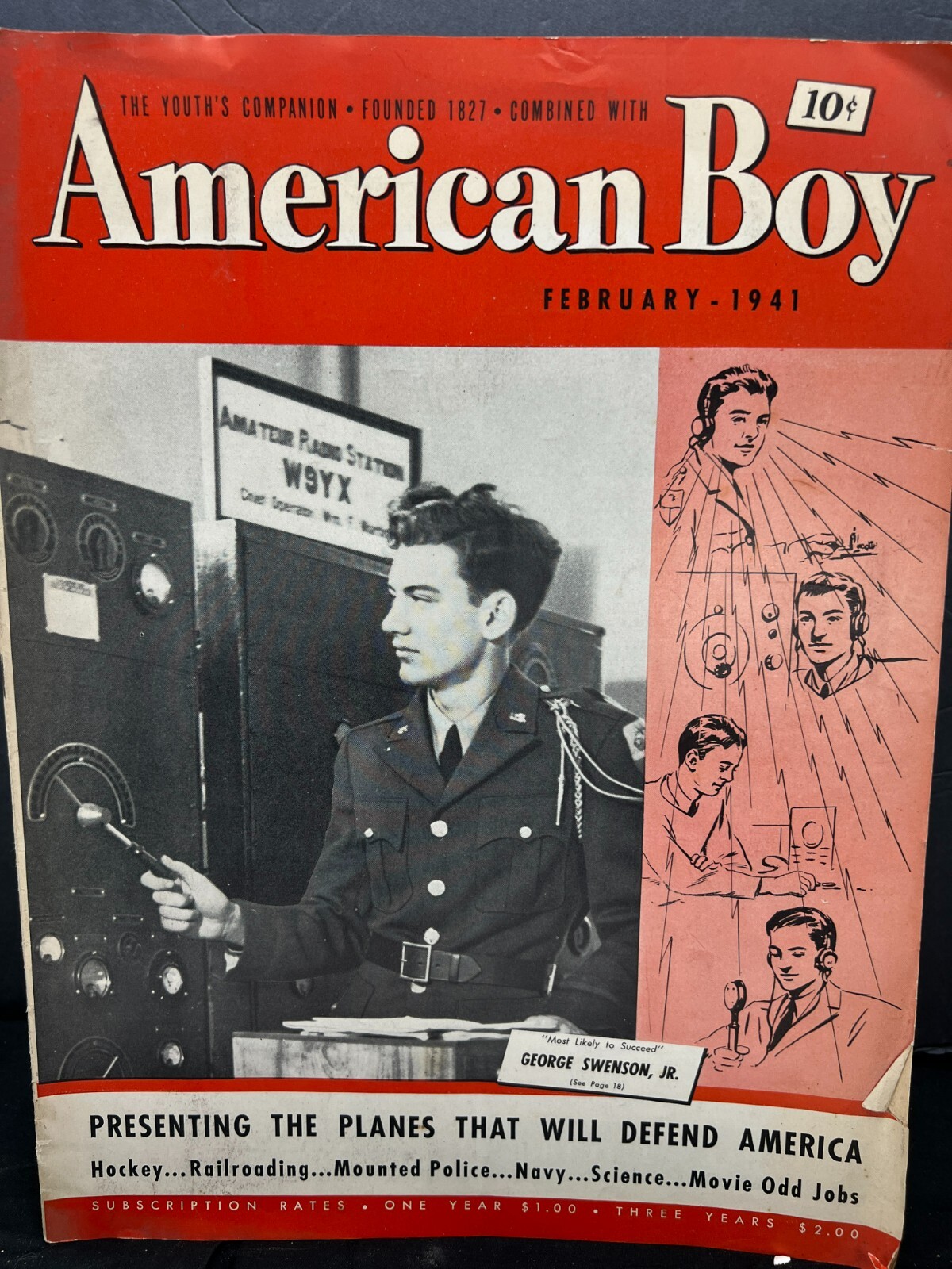 American Boy Youth Companion magazine WW2 February 1941 Ham radio cover Planes