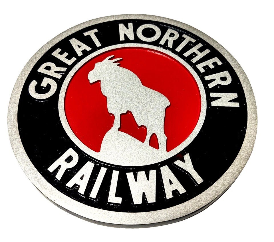 🔥 LARGE HAND CAST Great Northern Railway Logo Railroad Sign Plaque Emblem Plate
