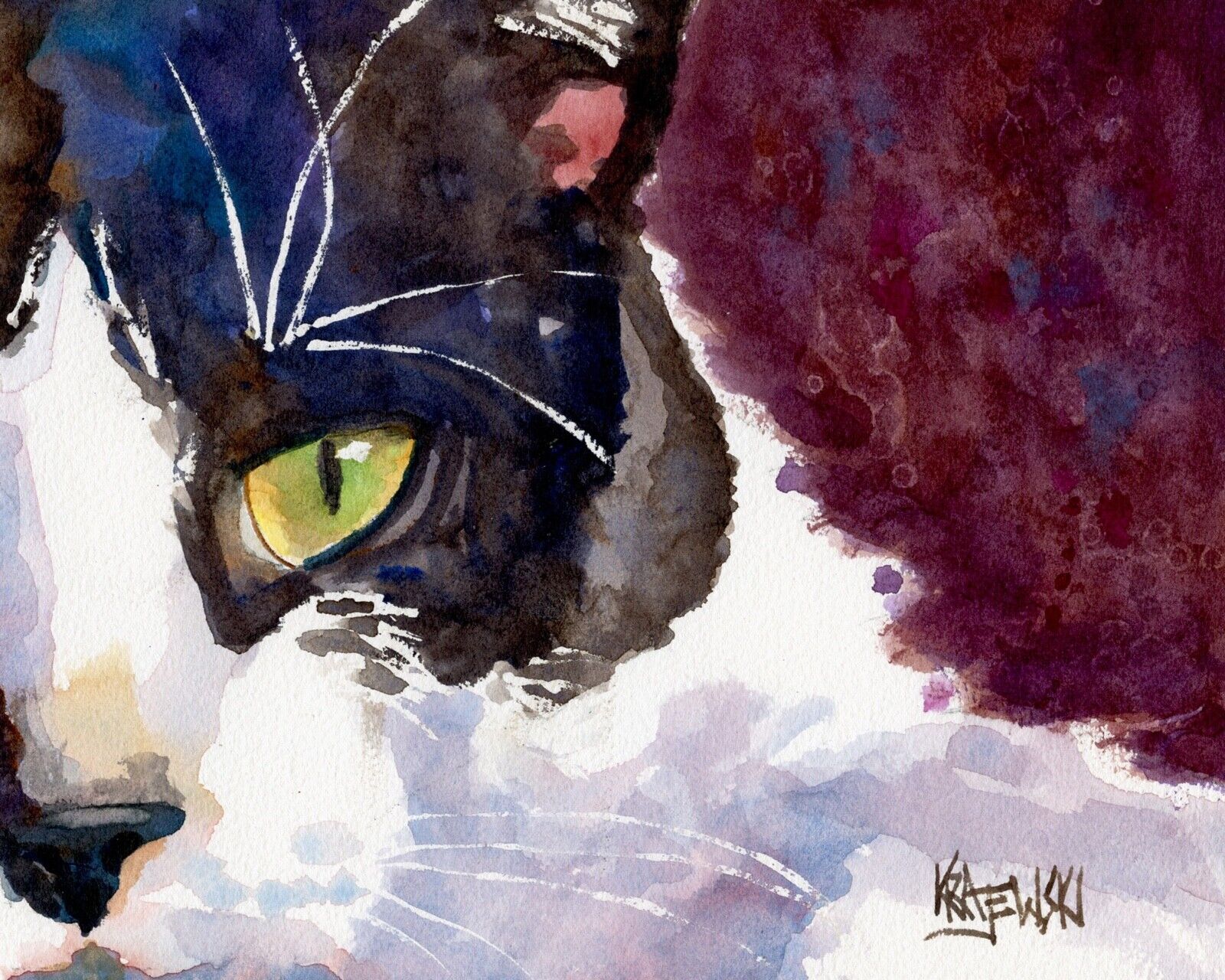 Tuxedo Cat Art Print from Painting | Gifts, Portrait, Poster, Wall Art 8x10