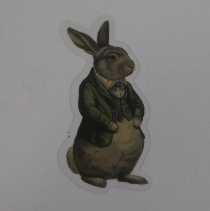 Mr. Rabbit Wearing Green Jacket Transparent Sticker 2.38\