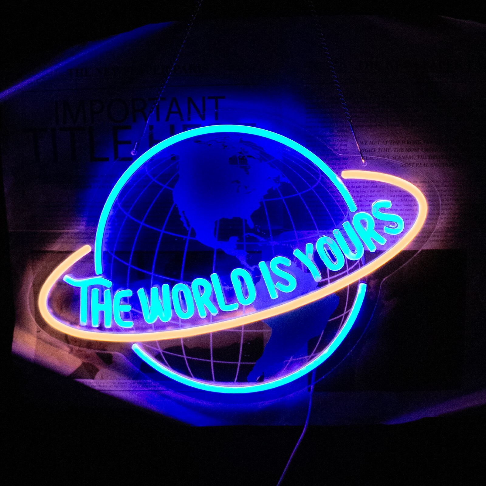The World Is Yours Neon Sign, LED Light USB Powered for Man Cave Home Bar Club