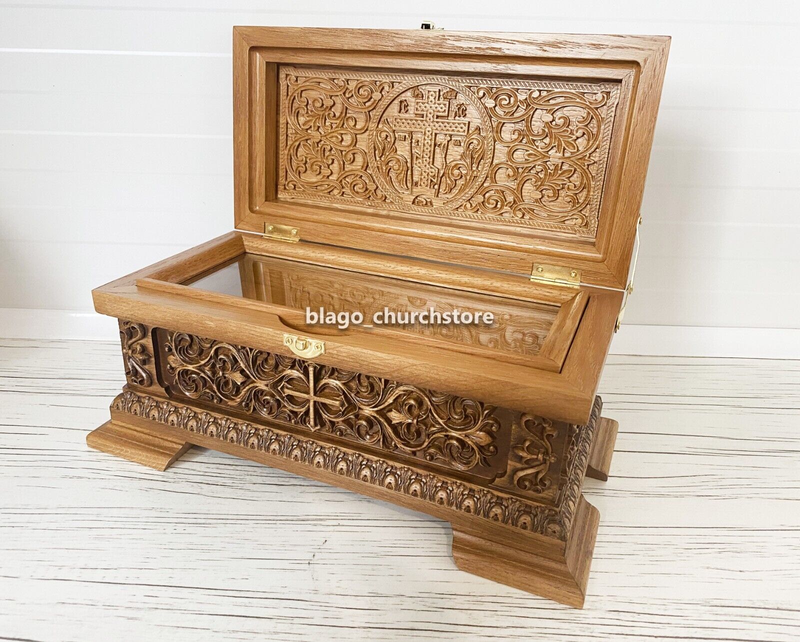 Orthodox Reliquary Box Wooden Oak Carved Ark Handcarved 12.6