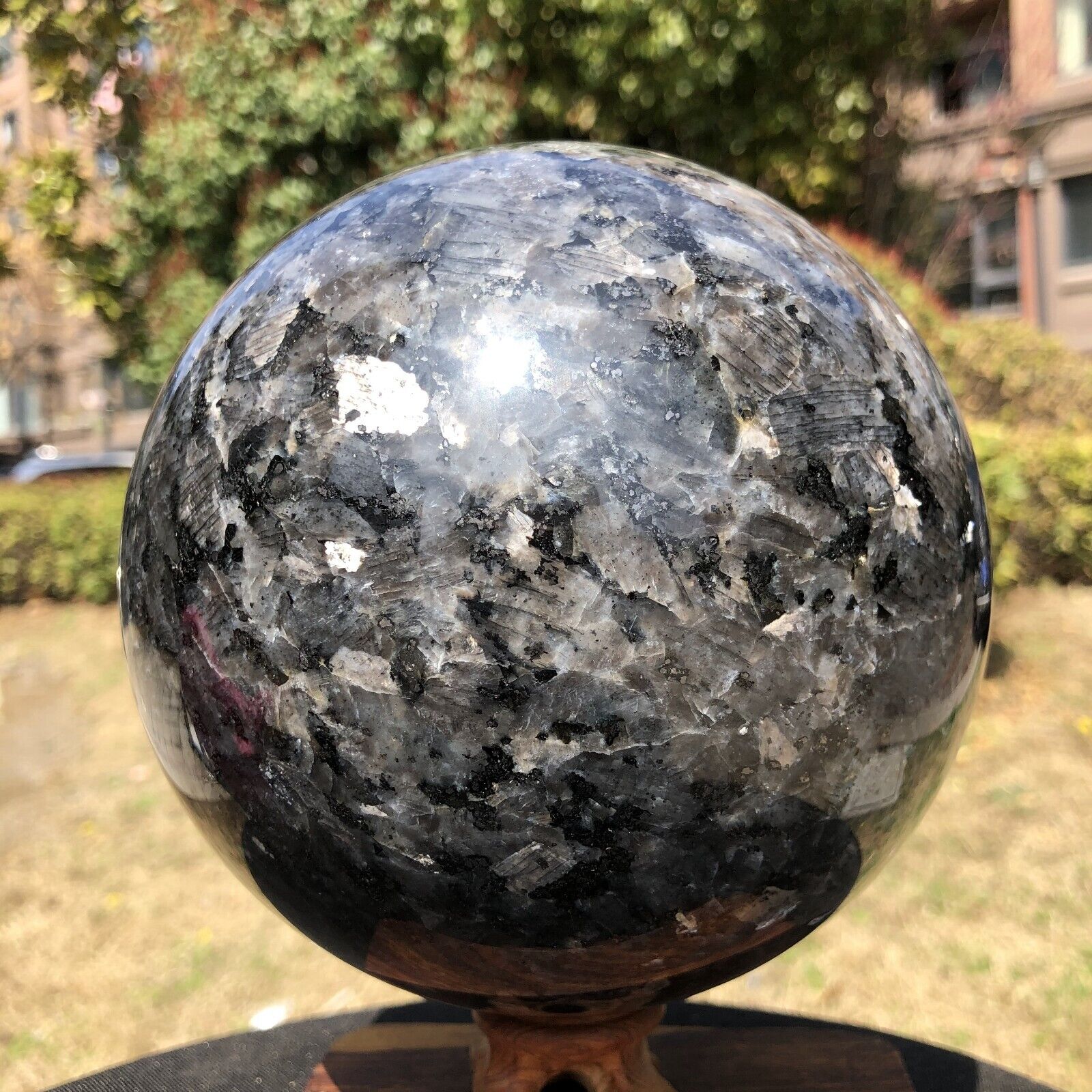 9.76LB Natural Blue amphibole Sphere Polished Quartz Crystal Ball Healing
